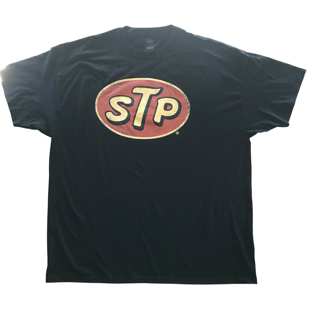 STP Motor Oil Racing Graphic T-Shirt Mens 2XL Black Short Sleeve Cotton Tee